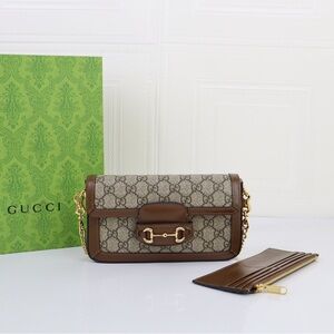 Gucci Brown GG Canvas Small Shoulder Bag with Gold Hardware